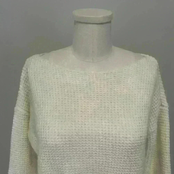 Lord & Taylor Cream Waffle Knit Sweater - Picture 2 of 12